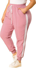 Load image into Gallery viewer, Plus Size Pink Striped Casual Jogger Pants-Plus Size Dream Girl
