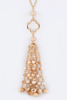 Clover & Bead Natural Pink Tassel Necklace Set-Plus Size Dream Girl