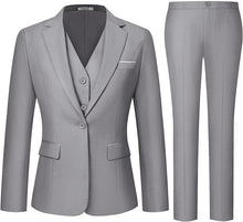 Load image into Gallery viewer, Bridgerton Light Gray 3pc Women&#39;s Blazer &amp; Pants Suit-Plus Size Dream Girl
