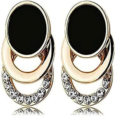 Chunky Gold Triple Layer Diamond Earrings-Plus Size Dream Girl