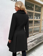 Load image into Gallery viewer, Brighton Peplum Long Sleeve Pleated Wool Coat-Plus Size Dream Girl
