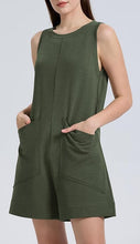 Load image into Gallery viewer, Sleeveless Overall with Pocket Shorts Romper-Plus Size Dream Girl
