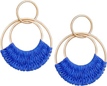 Load image into Gallery viewer, Rounded Gold Rattan Dangle Earrings-Plus Size Dream Girl
