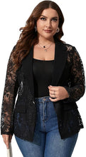 Load image into Gallery viewer, Plus Size Lace Sleeve Blazer-Plus Size Dream Girl
