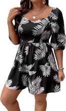 Load image into Gallery viewer, Plus Size Dark Green Tropical Floral Shorts Romper-Plus Size Dream Girl
