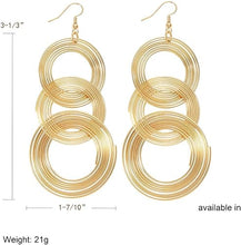 Load image into Gallery viewer, 16K Gold Triple Circle Earrings-Plus Size Dream Girl
