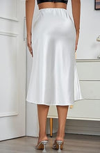 Load image into Gallery viewer, Plus Size Silk Satin Ruffle Midi Skirt-Plus Size Dream Girl
