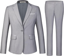 Load image into Gallery viewer, Oxford Chic Women&#39;s Light Gray One Button Blazer &amp; Suit-Plus Size Dream Girl

