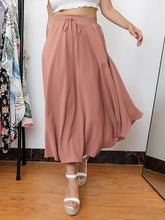 Load image into Gallery viewer, High Waist Sage Green Flare Tie Maxi Skirt-Plus Size Dream Girl
