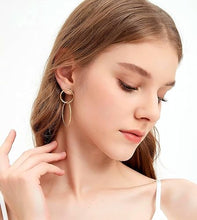 Load image into Gallery viewer, Gold Dangle Hoop Earrings-Plus Size Dream Girl
