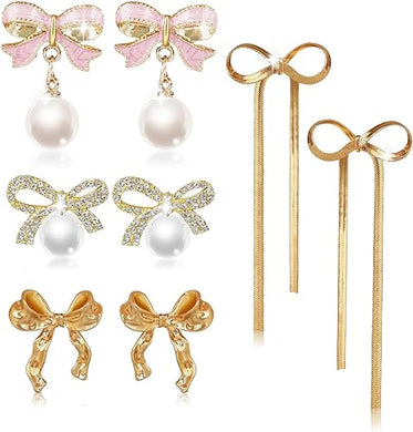 French Bow 5-Pack Bow Style Fashion Earrings-Plus Size Dream Girl