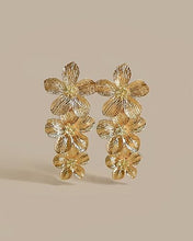 Load image into Gallery viewer, Gold Floral Fashion Earrings-Plus Size Dream Girl
