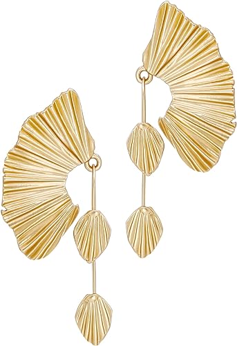 Pleated Gold Design Fashion Earrings-Plus Size Dream Girl