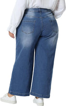Load image into Gallery viewer, Plus Size Denim Blue Baggy Wide Leg Jeans-Plus Size Dream Girl
