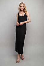 Load image into Gallery viewer, Black Knit Ribbed Knit Sleeveless Tank Style Maxi Dress-Plus Size Dream Girl
