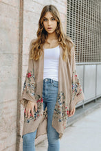 Load image into Gallery viewer, Long Floral Mocha Kimono Cardigan-Plus Size Dream Girl
