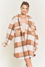 Load image into Gallery viewer, Plus Size Fuzzy Brown Plaid Teddy Jacket-Plus Size Dream Girl
