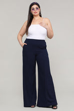 Load image into Gallery viewer, Plus Size White Wide Leg High Waist Dress Pants-Plus Size Dream Girl
