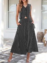 Load image into Gallery viewer, Black Striped Vest &amp; Skirt Business Suit Set-Plus Size Dream Girl

