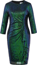 Load image into Gallery viewer, Plus Size Emerald Green Sequin Ruffled Midi Dress-Plus Size Dream Girl
