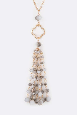 Clover & Bead Grey Tassel Necklace Set-Plus Size Dream Girl