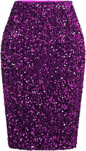 Load image into Gallery viewer, Glitter Sequin High Waist Purple Midi Skirt-Plus Size Dream Girl
