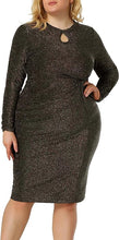 Load image into Gallery viewer, Plus Size Turquoise Sequin Keyhole Long Sleeve Glitter Dress-Plus Size Dream Girl

