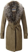 Load image into Gallery viewer, Juliet Chic Faux Fur Belted Long Sleeve Coat-Plus Size Dream Girl
