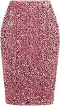 Load image into Gallery viewer, Glitter Sequin High Waist Purple Midi Skirt-Plus Size Dream Girl
