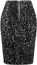 Load image into Gallery viewer, Glitter Sequin High Waist Pink Midi Skirt-Plus Size Dream Girl
