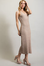 Load image into Gallery viewer, Taupe Knit Ribbed Knit Sleeveless Tank Style Maxi Dress-Plus Size Dream Girl
