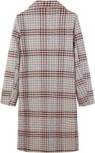 Load image into Gallery viewer, Vintage Style Plaid Long Sleeve Wool Trench Coat-Plus Size Dream Girl
