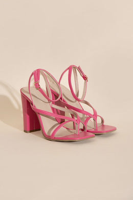 Fuschia Pink Strappy Open Toe Heels-Plus Size Dream Girl