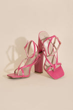 Load image into Gallery viewer, Fuschia Pink Strappy Open Toe Heels-Plus Size Dream Girl
