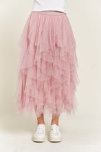 Load image into Gallery viewer, Rose Pink Layered Tulle Polka Dor Mesh Skirt-Plus Size Dream Girl
