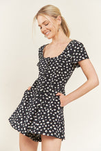 Load image into Gallery viewer, Plus Size Black Floral Print Romper w/Pockets-Plus Size Dream Girl
