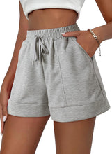 Load image into Gallery viewer, Comfort Casual Grey Drawstring Shorts w/Pockets-Plus Size Dream Girl
