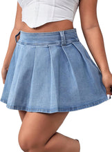 Load image into Gallery viewer, Plus Size Black Denim Ruffled Mini Skirt-Plus Size Dream Girl
