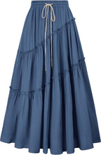 Load image into Gallery viewer, Plus Size Asymmetrical Blue Renaissance Maxi Skirt-Plus Size Dream Girl
