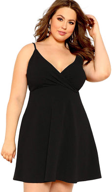Cocktail Black Plus Size Sleeveless Pleated Mini Dress-Plus Size Dream Girl