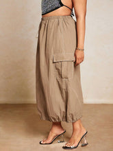 Load image into Gallery viewer, Plus Size Drawstring Cargo Style Khaki Maxi Skirt-Plus Size Dream Girl
