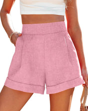 Load image into Gallery viewer, Bermuda Chic Red High Waist Cuffed Shorts-Plus Size Dream Girl
