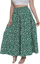 Load image into Gallery viewer, Plus Size Blue Elastic Floral Boho Maxi Skirt-Plus Size Dream Girl
