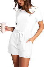 Load image into Gallery viewer, Summer Casual White Short Sleeve Romper-Plus Size Dream Girl
