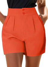 Load image into Gallery viewer, Day Brunch Orange High Waist Pleated Shorts-Plus Size Dream Girl
