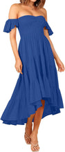 Load image into Gallery viewer, Blue Layered Hi Lo Off Shoulder Maxi Dress-Plus Size Dream Girl
