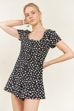 Load image into Gallery viewer, Plus Size Black Floral Print Romper w/Pockets-Plus Size Dream Girl
