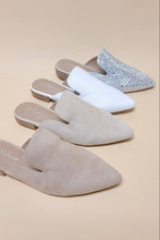 Load image into Gallery viewer, White Faux Leather Pointed Toe Slop On Mule Flats-Plus Size Dream Girl
