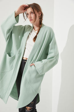 Sage Green Oversized Knit Long Sleeve Cardigan-Plus Size Dream Girl