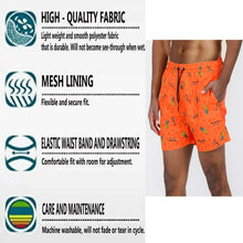 Load image into Gallery viewer, Men&#39;s Marina Orange Solid Lined Beach Swim Text Swim Shorts-Plus Size Dream Girl
